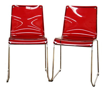 Lino Transparent Red Acrylic Accent Chair Dining Chair (set Of 2)