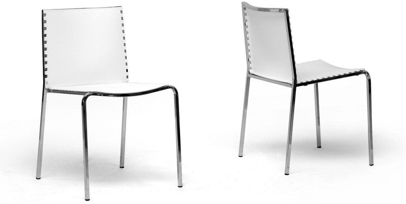 Wholesale Interiors Dc-12-white Gridley White Plastic Modern Dining Chair - Set Of 2