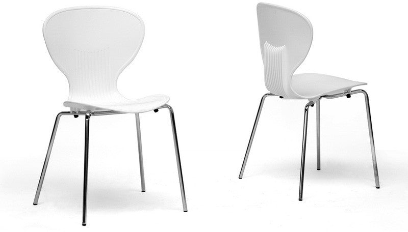 Wholesale Interiors Dc-2-white Boujan White Plastic Modern Dining Chair - Set Of 2