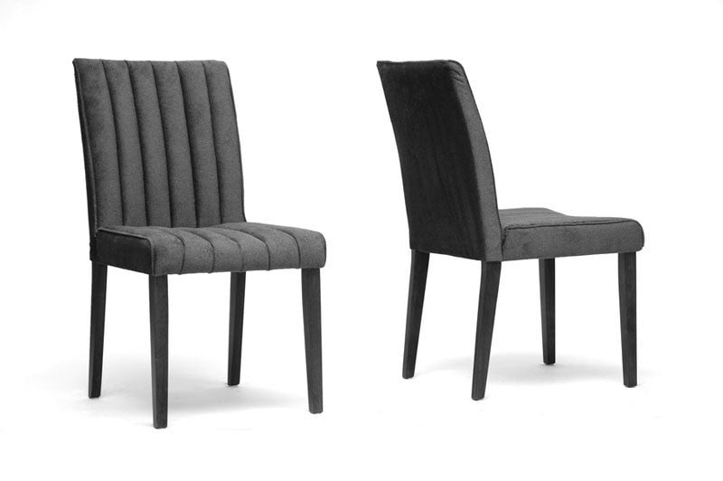 Wholesale Interiors Strip Dining Chair-110/711 Stripp Black Microfiber Modern Dining Chair - Set Of 2