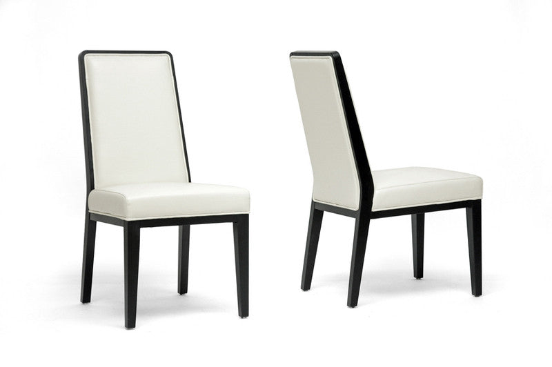 Wholesale Interiors Y-976-du8143 Theia Black Wood And Cream Leather Modern Dining Chair - Set Of 2