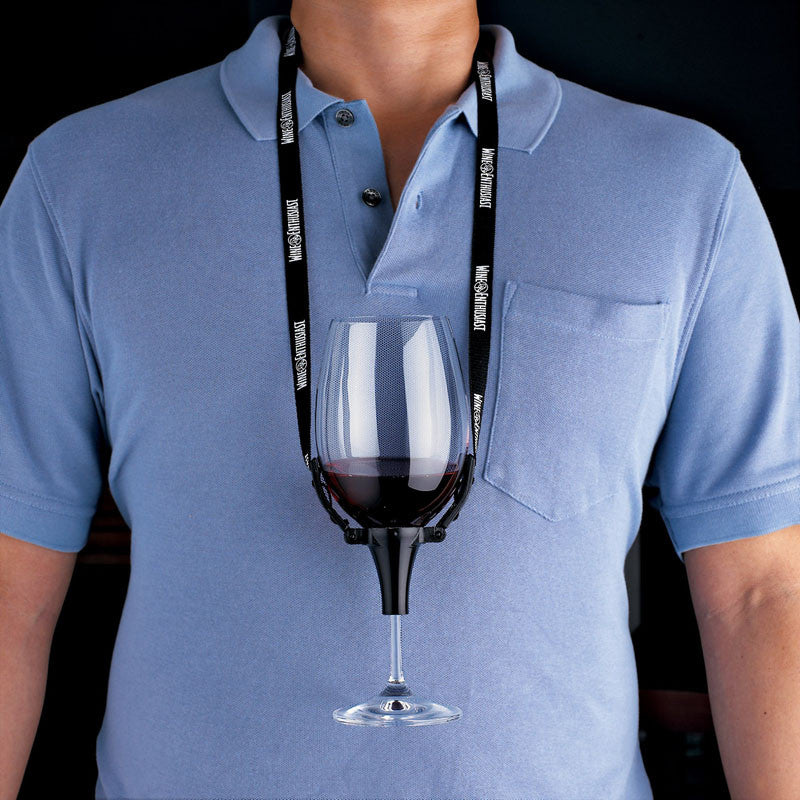 Wine Enthusiast 117 08 Wine Glass Holder Necklace (black) (set Of 2)