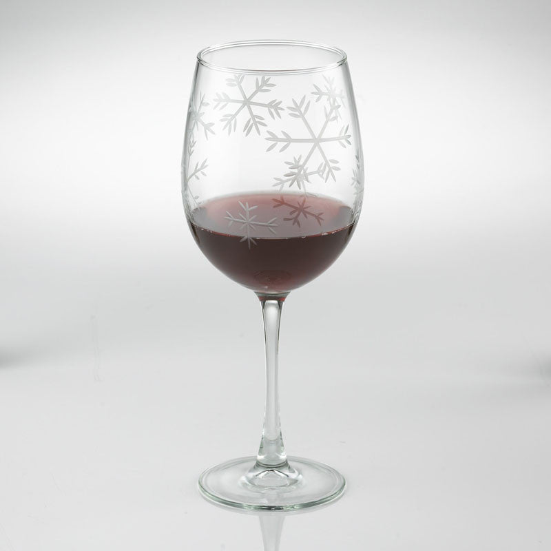 Wine Enthusiast 743 02 02 Etched Snowflake Stemmed Wine Glasses (set Of 2)