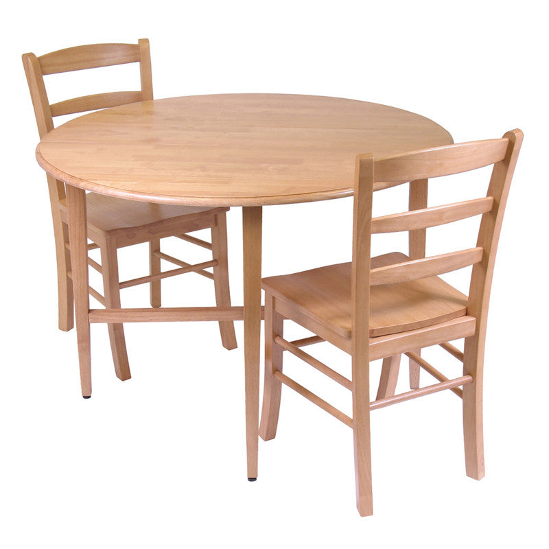 Winsome Wood 34342 Hannah 3pc Dining Set, Drop Leaf Table With 2 Ladder Back Chairs