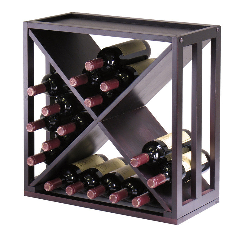 Winsome Wood 92104 Kingston Modular "x" Cube Holds 24-bottle, Stackable