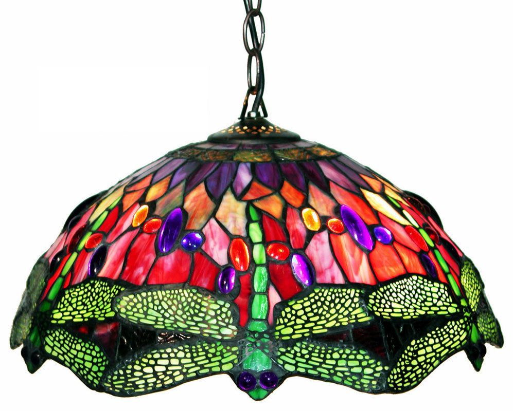 Tiffany Style Dragonfly Red Hanging Lamp By Warehouse Of Tiffany 305c Hanging