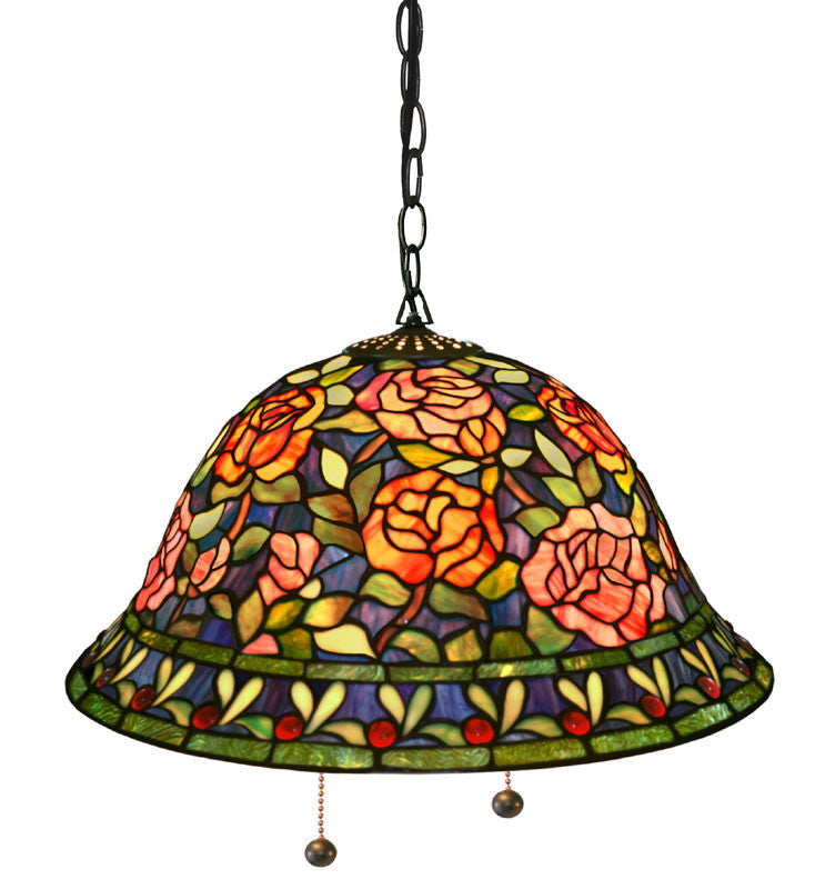 Tiffany Style Southern Belle Rose Hanging Lamp By Warehouse Of Tiffany Es-93