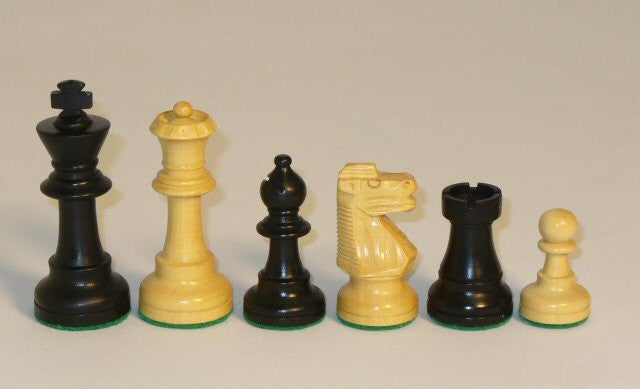 Black And Natural Boxwood French Knight Chess Pieces Single Weighted And Felted, 3" King