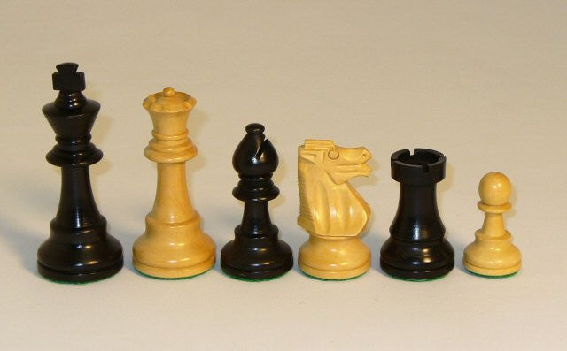 Black And Natural Boxwood French Knight Chess Pieces Single Weighted And Felted, 3 3/4" King