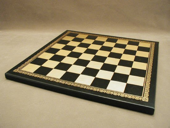 13" Pressed Leather Board, Black And Gold, 1.25" Square