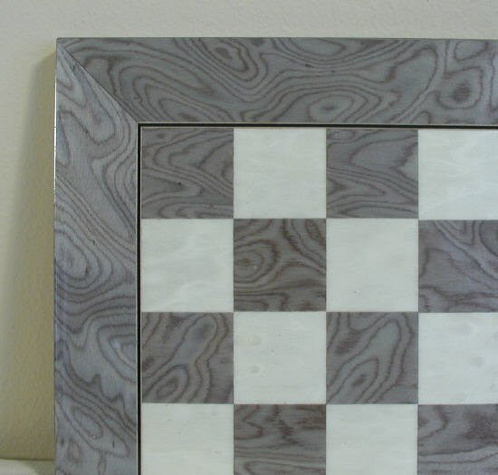 17 3/10" Glossy Wooden Chess Board, Briar Wood, Grey/ivory, 1.5" Squares