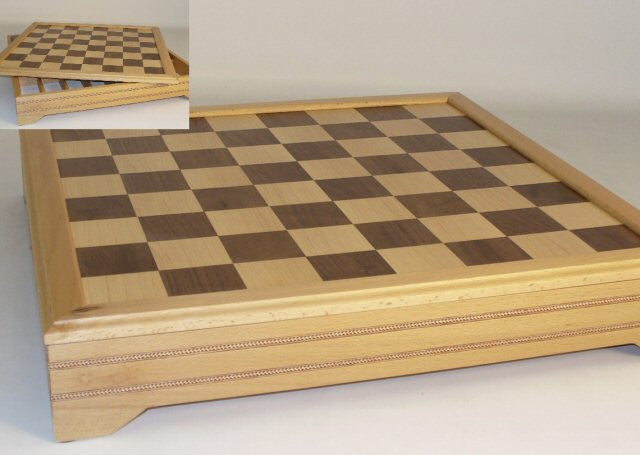 18" Inlaid Beechwood/maple Chess Board With Chest