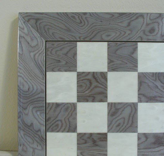 21 1/2" Glossy Wooden Chess Board, Briar Wood With Grey & Ivory, 2 3/8" Squares