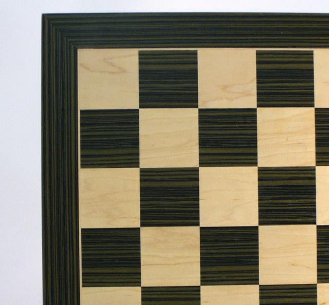 22" Ebony And Maple Chess Board, 2 1/5" Squares