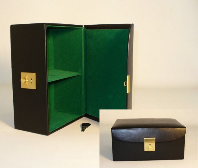 Divided Black Vinyl Hinged Box, Fits Up To 4.25" King
