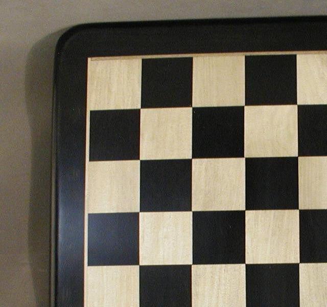 21" Ebony And Maple Chess Board With Frame, Rounded Edges, 2 1/5" Squares, 1" Thick, Matte Finish