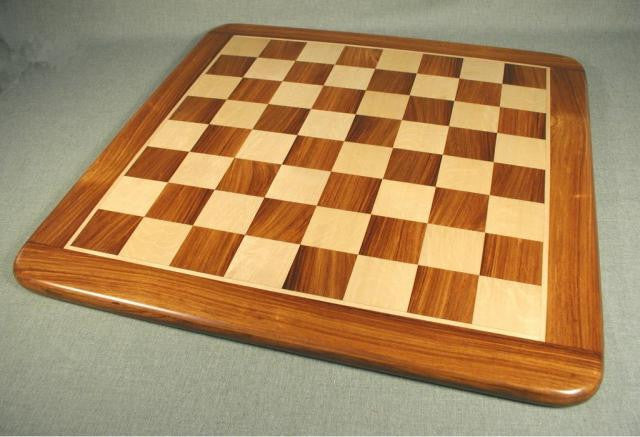 15" Sheesham And Maple Chess Board With Frame, Rounded Edge, 1 1/2" Squares, 1" Thick, Matte Finish