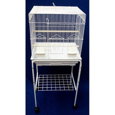 Yml Group 5824_4814wht 5824 3/8" Bar Spacing Squaretop Small Bird Cage With Stand - 18"x14" In White