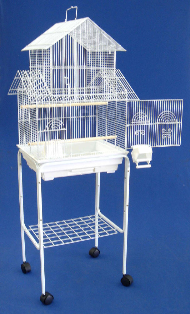Yml Group 5844_4814wht 5844 3/8" Bar Spacing Pagoda Small Bird Cage With Stand - 18"x14" In White