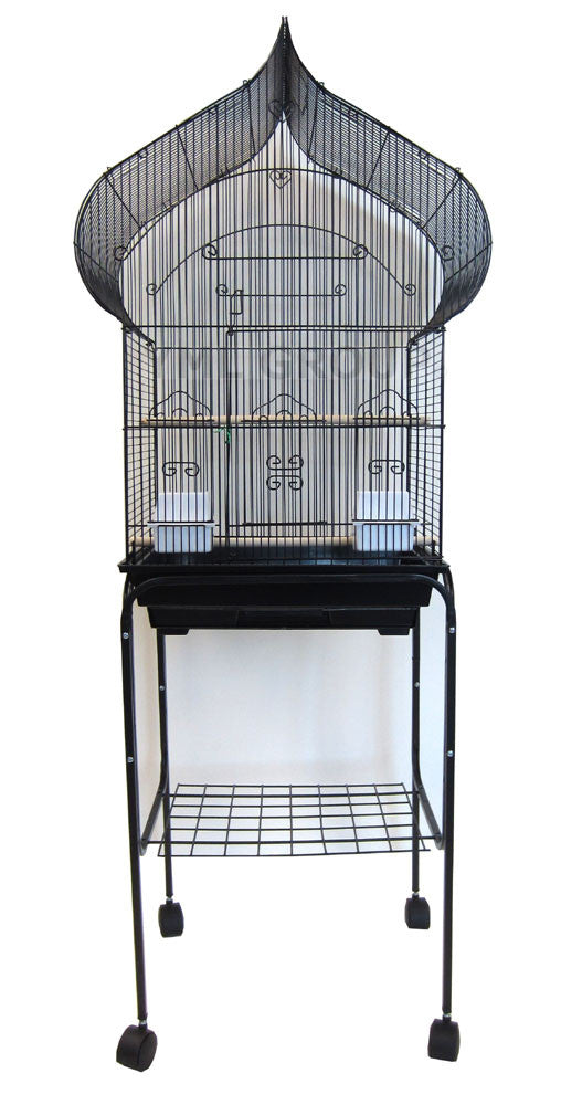 Yml Group 5864_4814blk 5864 3/8" Bar Spacing Taj Mahal Bird Cage With Stand - 18"x14" In Black