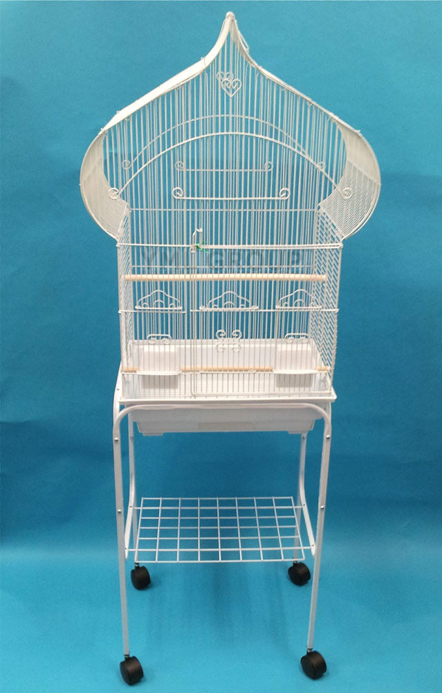 Yml Group 5864_4814wht 5864 3/8" Bar Spacing Taj Mahal Bird Cage With Stand - 18"x14" In White