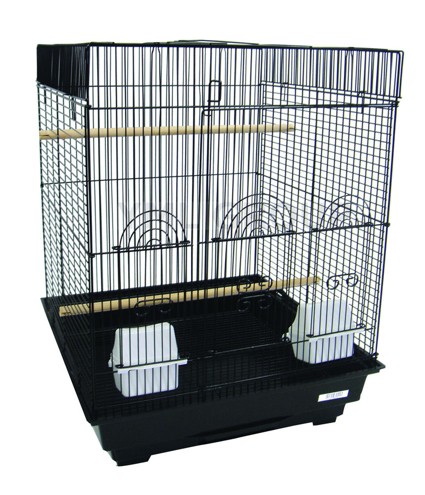 Yml Group 5924blk 5924 3/8" Bar Spacing Flat Top Small Bird Cage - 18"x18" In Black