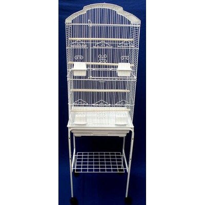 Yml Group 6804_4814wht 6804 3/8" Bar Spacing Tall Shall Top Small Bird Cage With Stand - 18"x14" In White