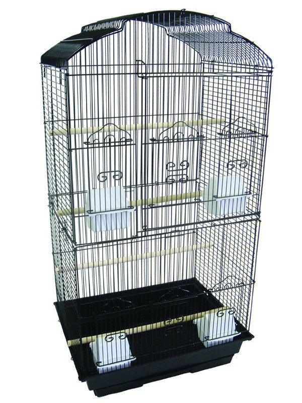 Yml Group 6804blk 6804 3/8" Bar Spacing Tall Shall Top Small Bird Cage - 18"x14" In Black