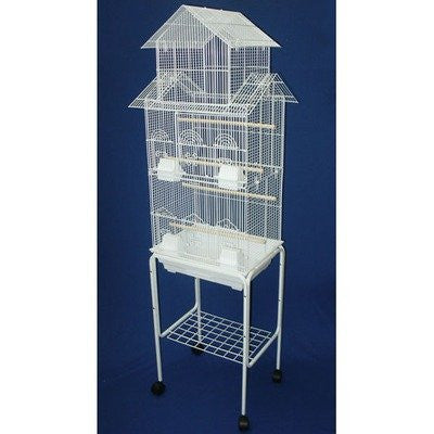 Yml Group 6844_4814wht 6844 3/8" Bar Spacing Tall Pagoda Top Small Bird Cage With Stand - 18"x14" In White