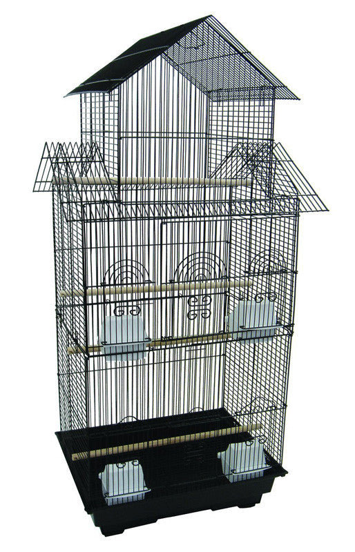 Yml Group 6844blk 6844 3/8" Bar Spacing Tall Pagoda Top Small Bird Cage - 18"x14" In Black