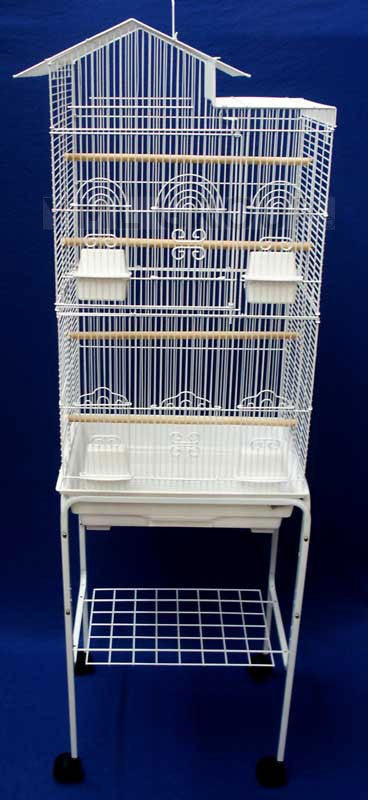 Yml Group 6894_4814wht 6894 3/8" Bar Spacing Tall Villa Top Small Bird Cage With Stand - 18"x14" In White