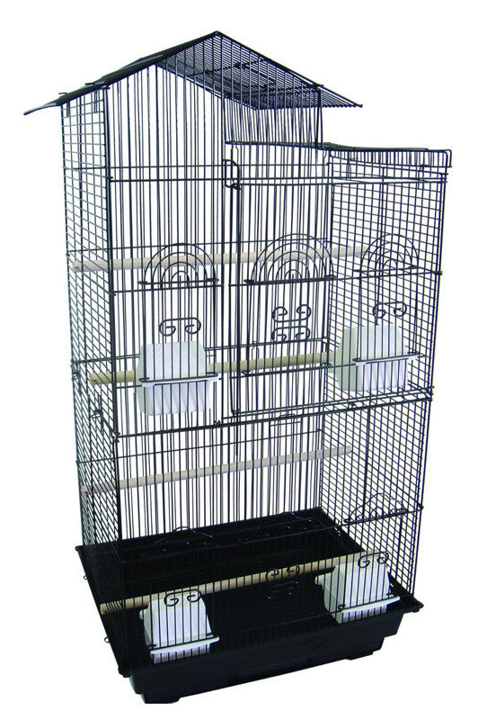 Yml Group 6894blk 6894 3/8" Bar Spacing Villa Top Small Bird Cage - 18"x14" In Black