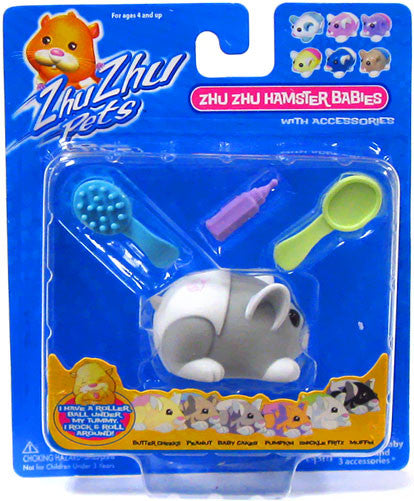 Zhu Zhu Pets Hamster Babies Baby Cakes Light Gray Baby With White Diaper
