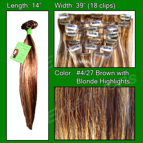 Pro-extensions Prst-14-427 #4/27 Dark Brown W/ Godlen Blonde Highlights - 14 Inch