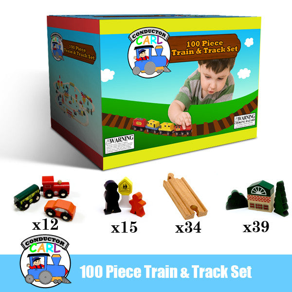 Conductor Carl Tcon-06 Conductor Carl 100 Piece Wooden Train Set