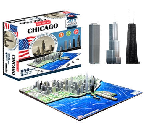 4d Cityscape Tcys-03 4d Chicago Skyline Time Puzzle