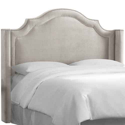 Skyline Furniture 171nb-pwmstdv Full Nail Button Arched Wingback Headboard In Mystere Dove