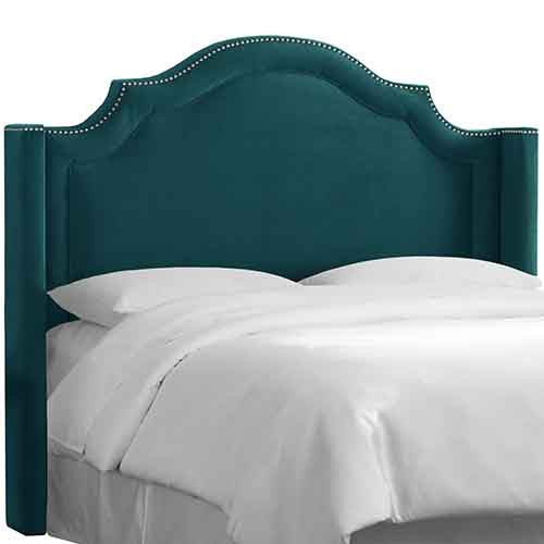 Skyline Furniture 173nb-pwmstpcc King Nail Button Arched Wingback Headboard In Mystere Peacock