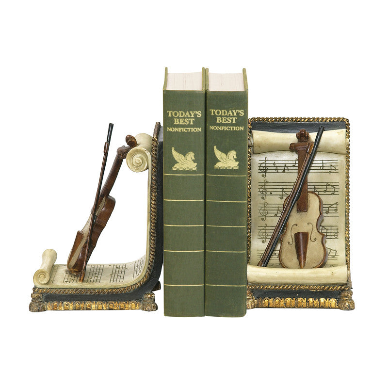 Sterling Industries 91-1613 Pair Violin And Music Bookends