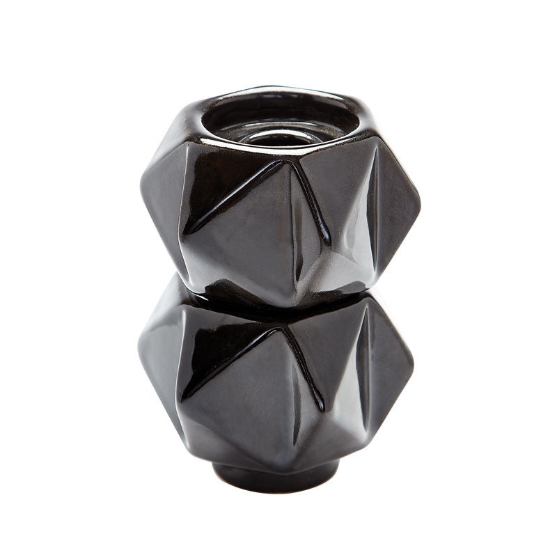 Lazy Susan 857130/s2 Small Ceramic Star Candle Holders - Black. Set Of 2