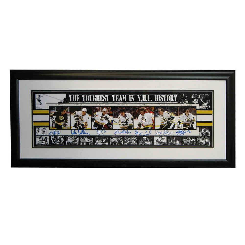 Autographed Boston Bruins 10-by-30 Inch Framed Panoramic Photo "toughest Team In Nhl History"
