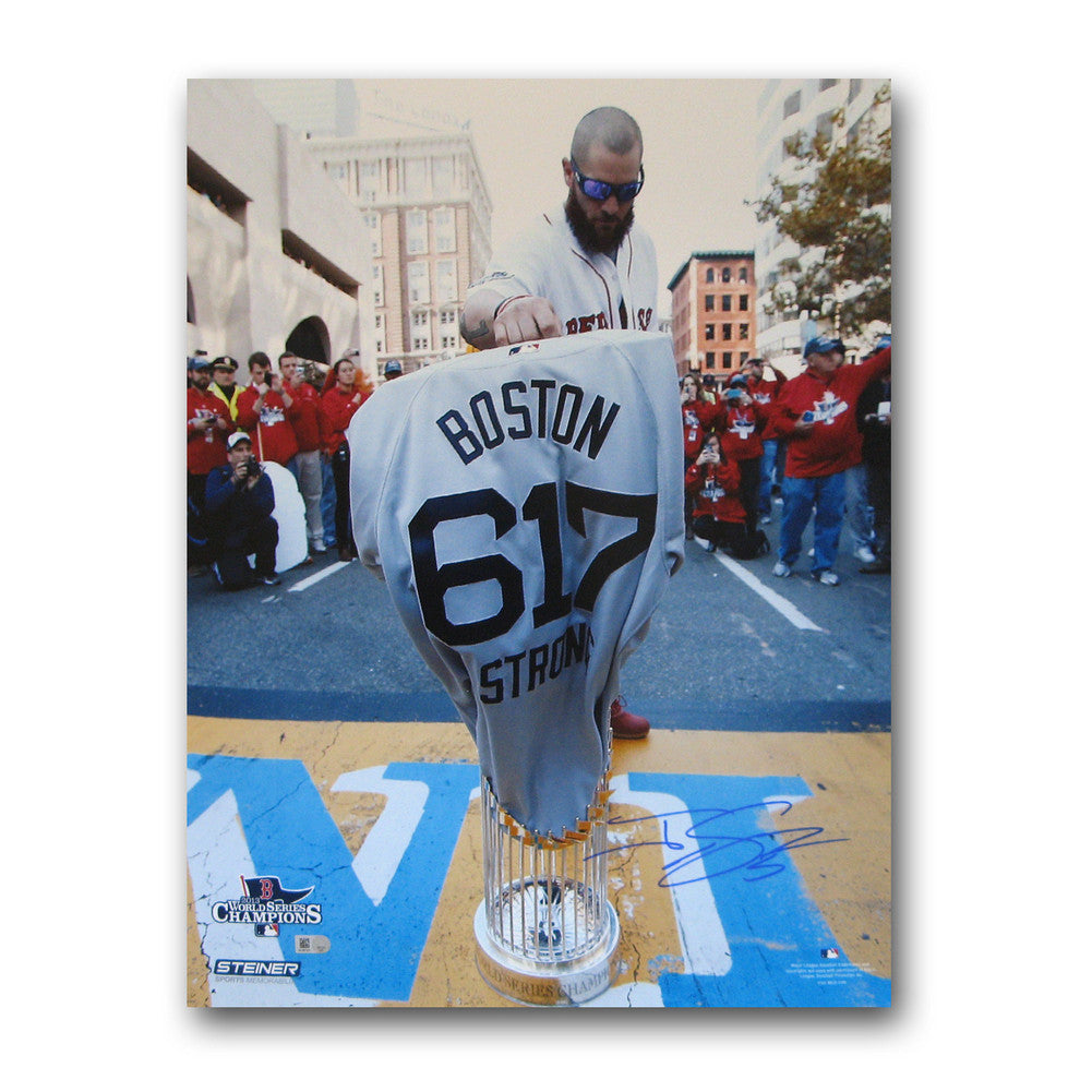 Autographed Jonny Gomes 16-by-20 Inch Unframed Boston Marathon Finish Line Photo.
