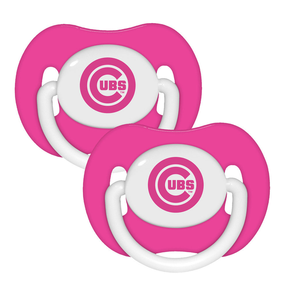 2 Pack Pink Pacifiers - Chicago Cubs