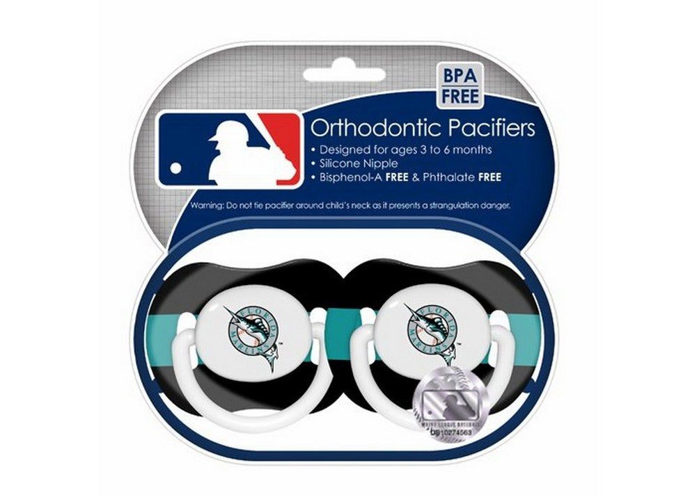 Baby Fanatic 2 Pack Pacifiers - Miami Marlins