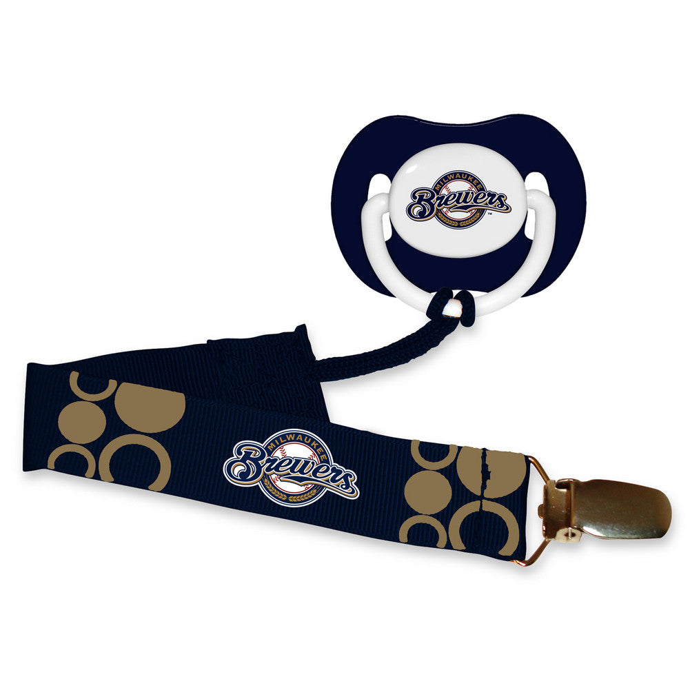 Pacifier With Clip - Milwaukee Brewers