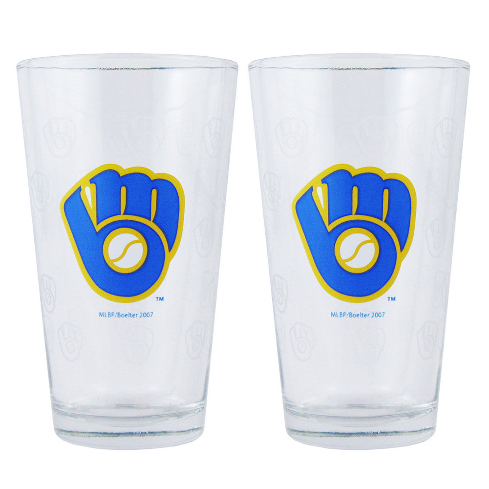 Boelter Pint Glass 2-pack - Milwaukee Brewers - Retro Logo