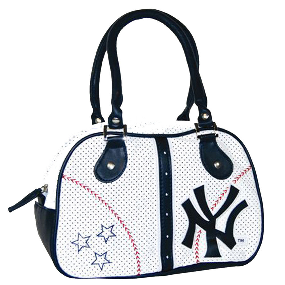 White Ethel Pebble Hand Bag New York Yankees