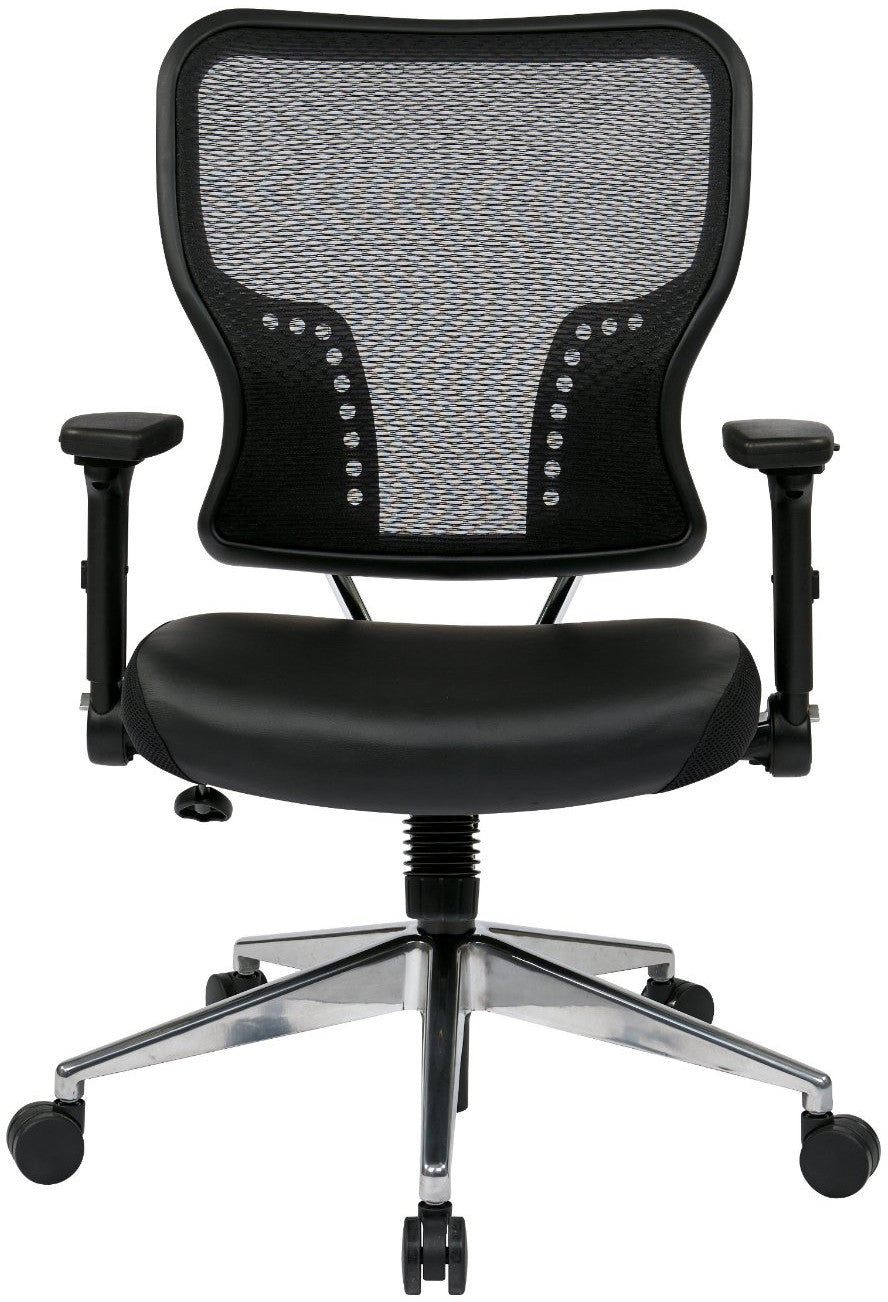 Space Seating 213-e37p91f3 Air Grid¨ Back And Eco Leather Seat Chair With 4-way Adjustable Flip Arms