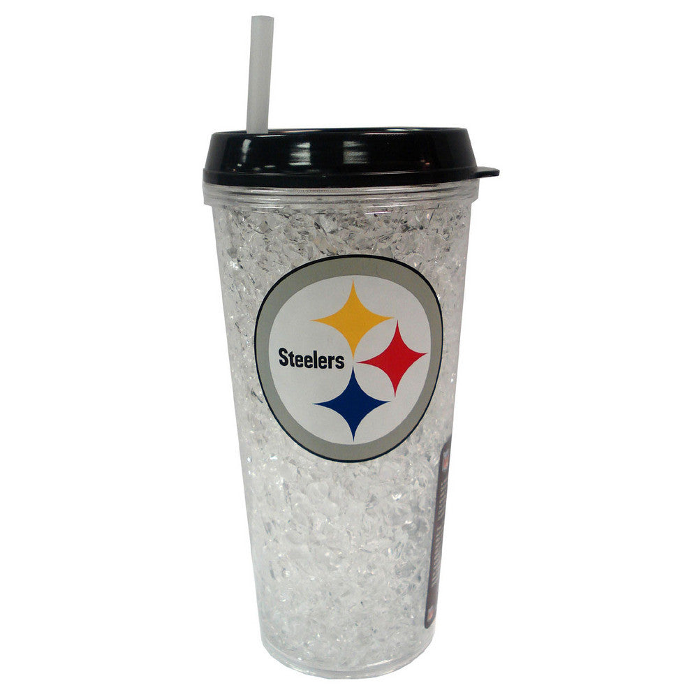 Duckhouse Crystal Tumbler With Straw - Pittsburgh Steelers