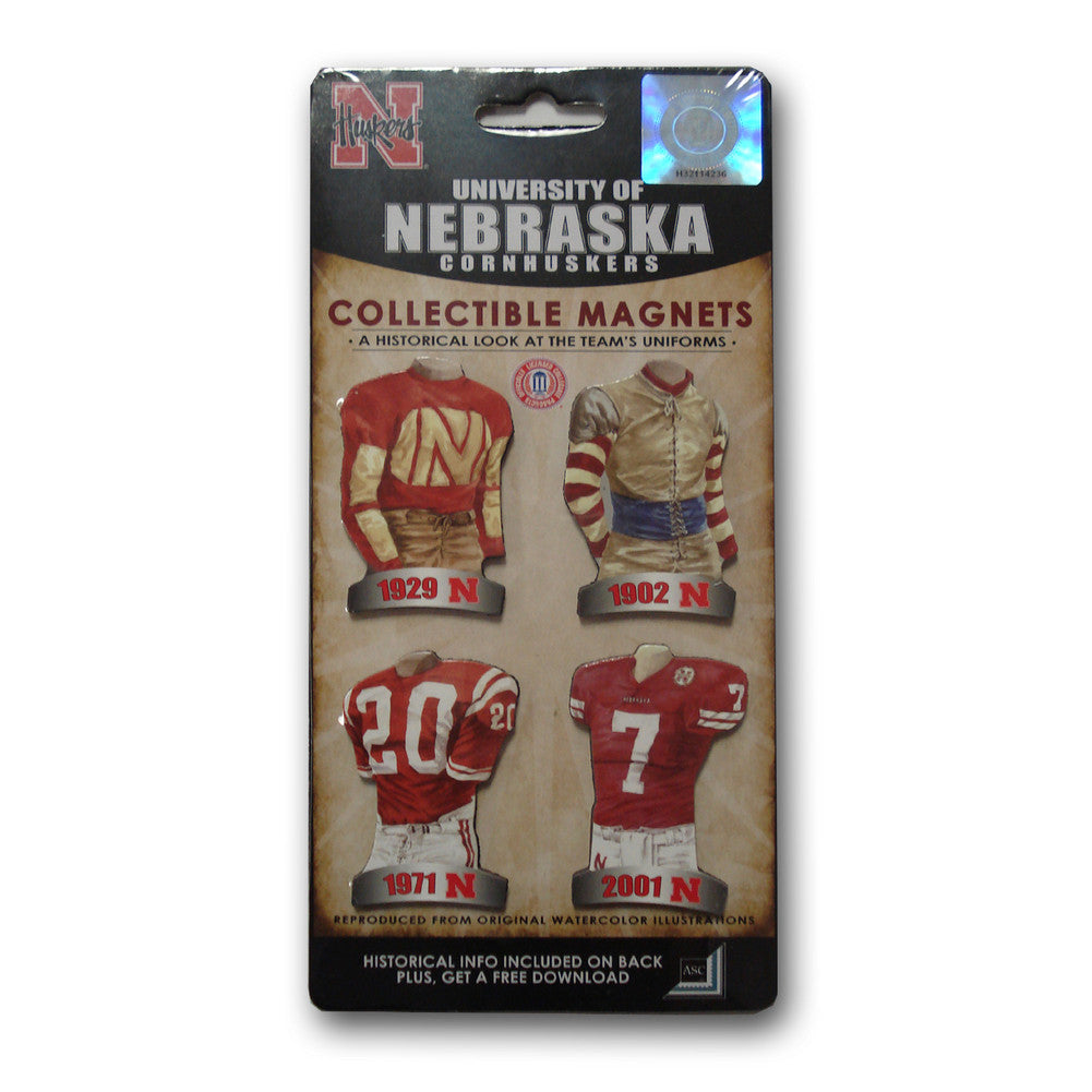 4 Pack Uniform Magnet Set - Ncaa - University Of Nebraska